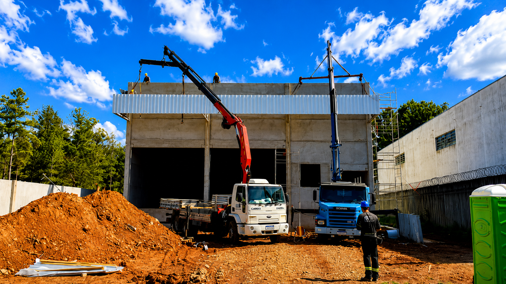Canteiro de obras com guindaste